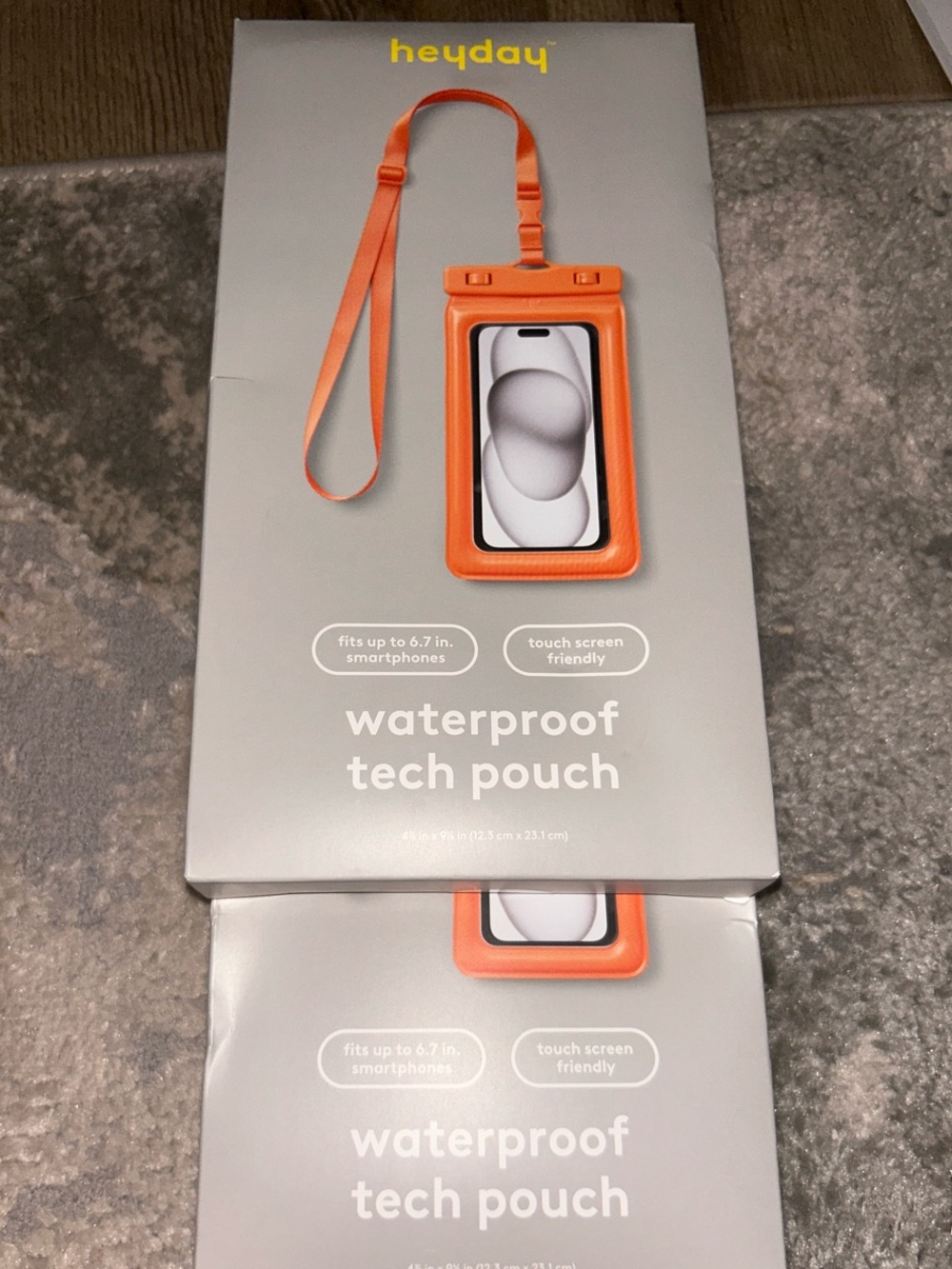 TWO heyday Orange Waterproof Tech Pouch with Adjustable Lanyard